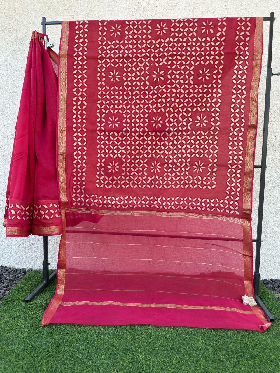 Pink Pure Chanderi Silk Saree with Applique Work