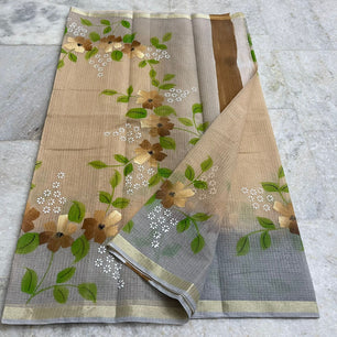 Kota Doria Hand Painted Saree