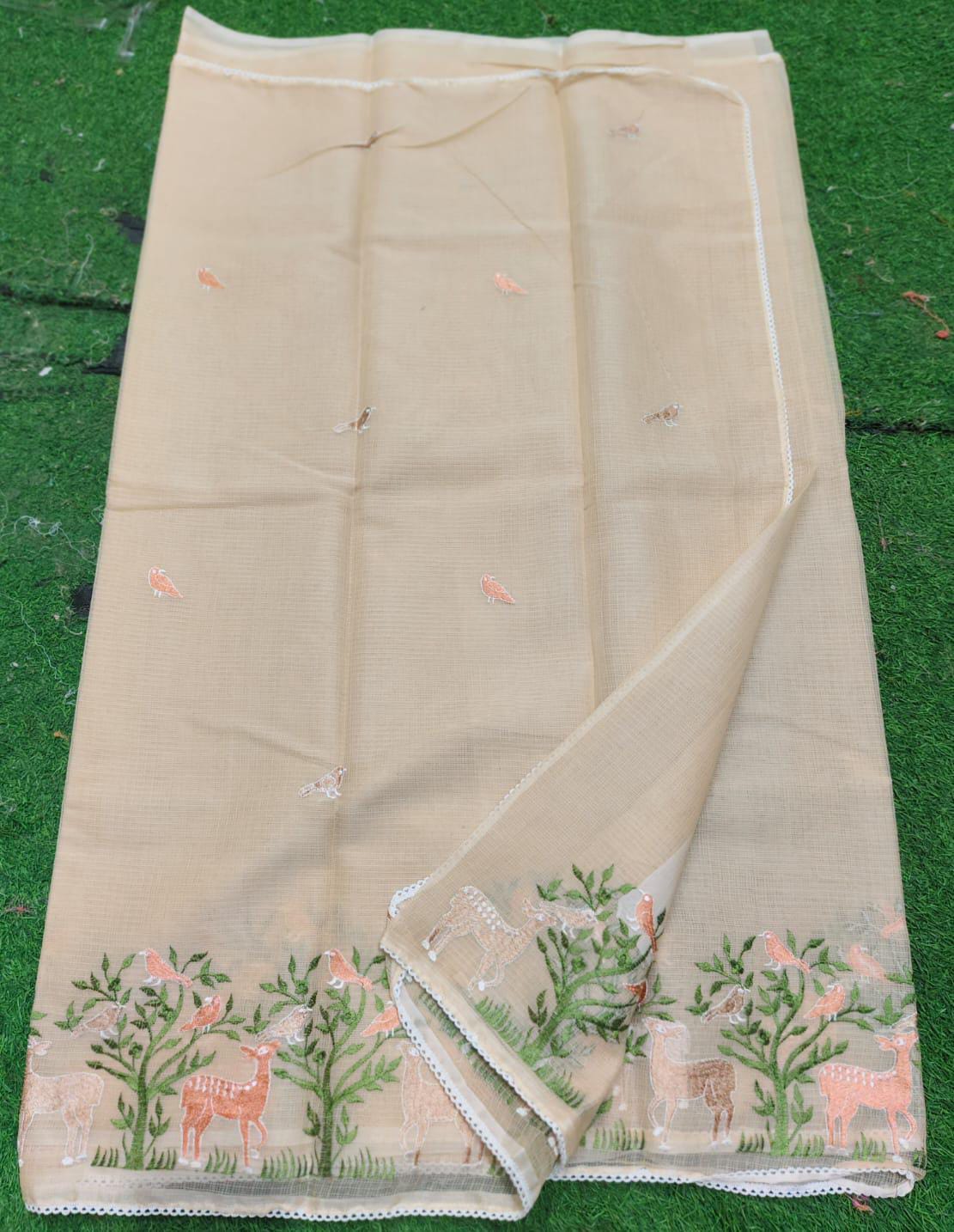 Kota Cotton Embroidery & Lace Work Saree