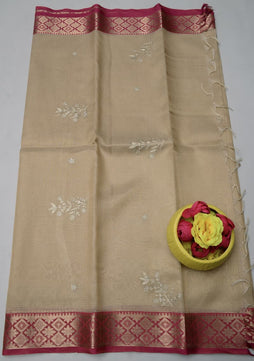 Kota Doria Semi Silk Hand Pittan Work Saree