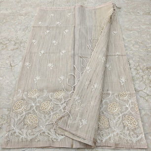 Linen Kota Embroidery Work Saree