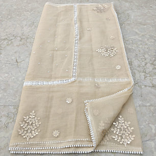 Kota Doria Gotta Patti Work with Crochet Lace Saree