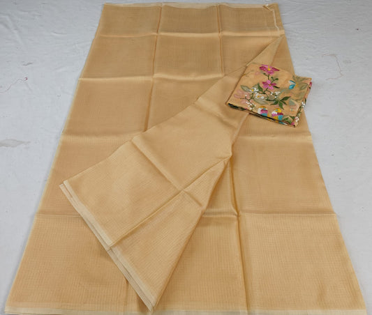 Premium Kota Doria Soft Silk Plain Saree with Embroidery