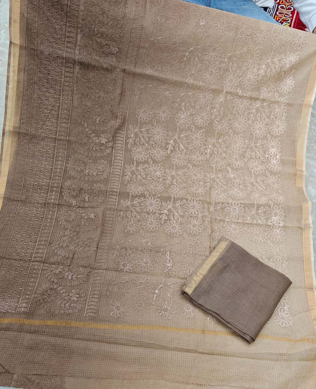 Pure Cotton Kota Saree with Embroidery Work