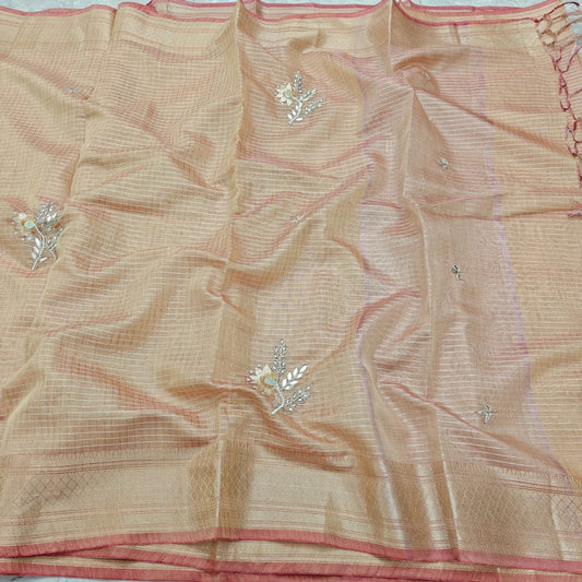 Zari Checks Kota Hand Work Saree