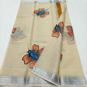Kota Doria Soft Cotton Hand Painted Saree