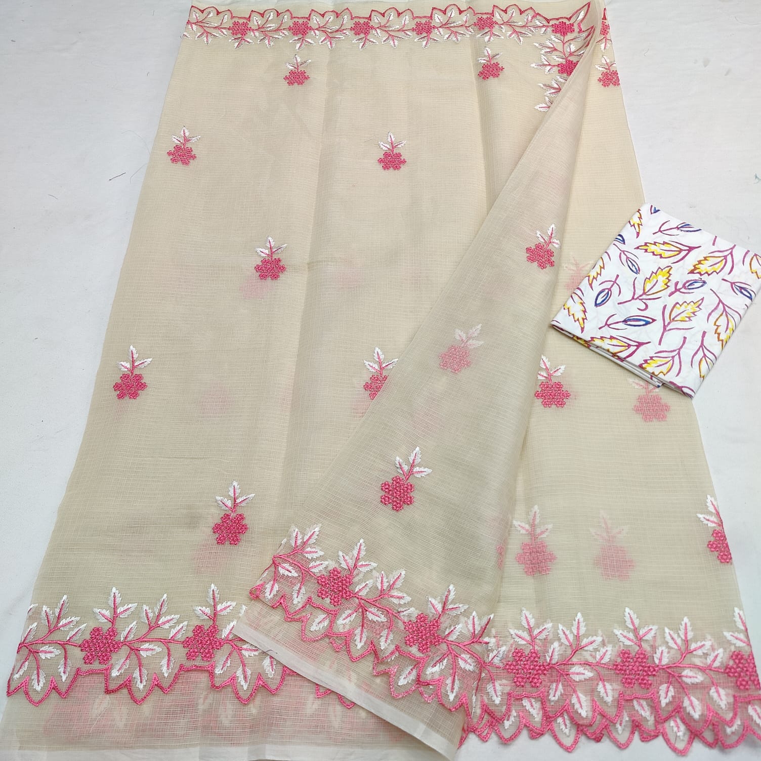 Kota Doria Embroidery Saree