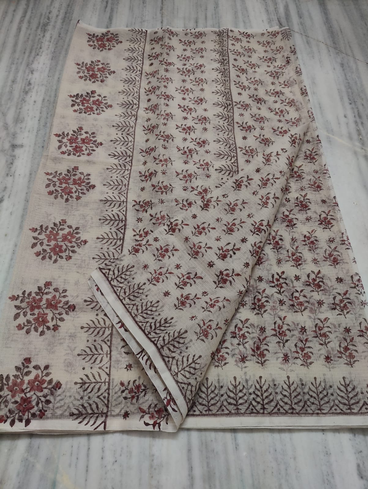 Kota Doria Hand Block Print Saree