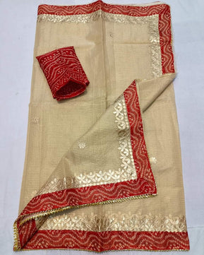 Kota Doria Bandhej Border Saree