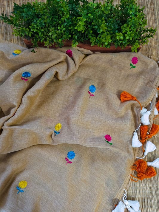 Linen by Linen Saree with Embroidery