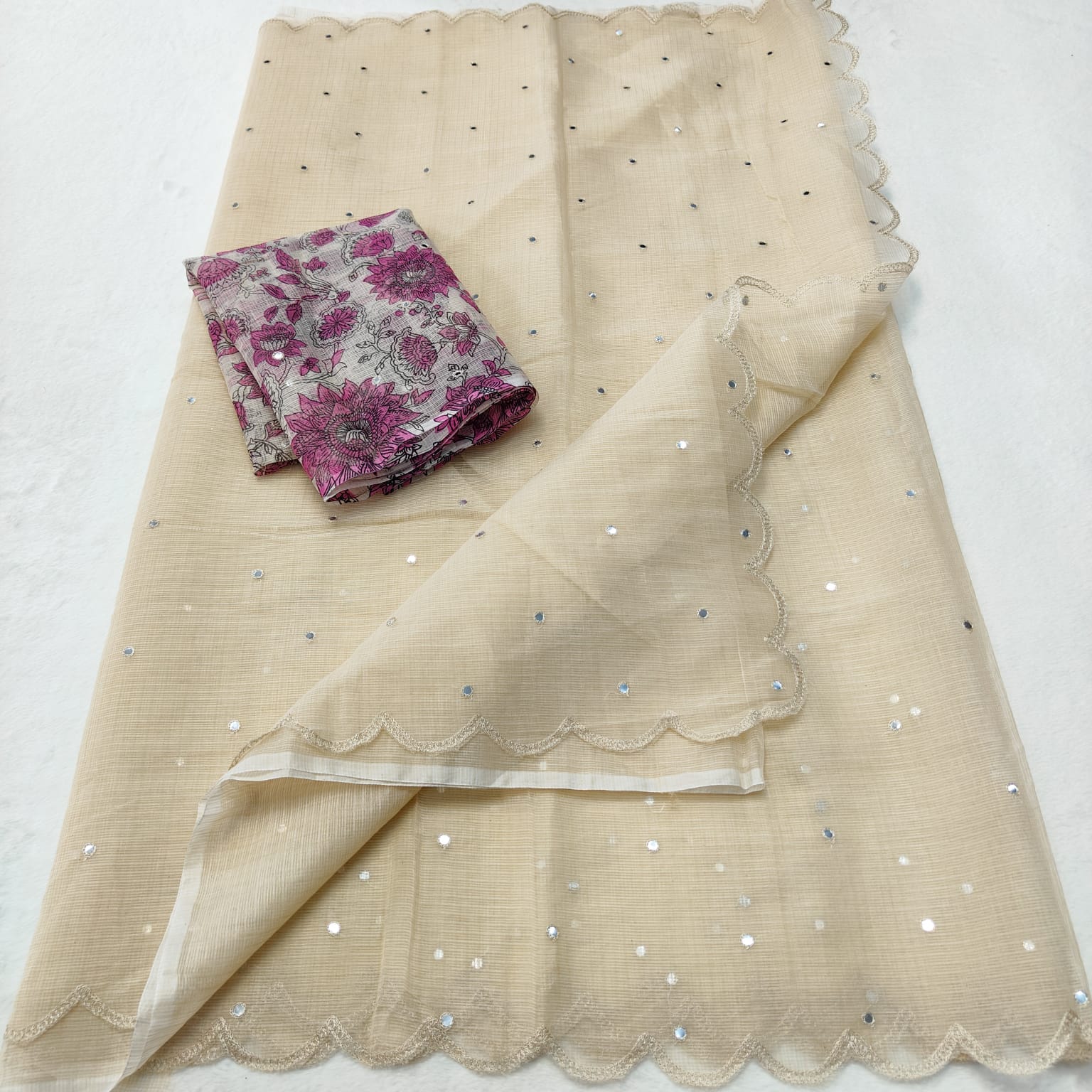 Kota Doria Mirror Work Saree