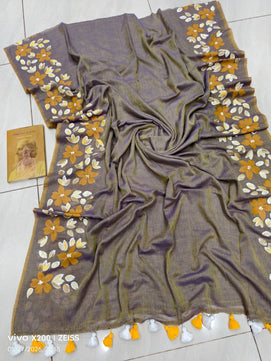 Hand Painted Mulmul Cotton Saree