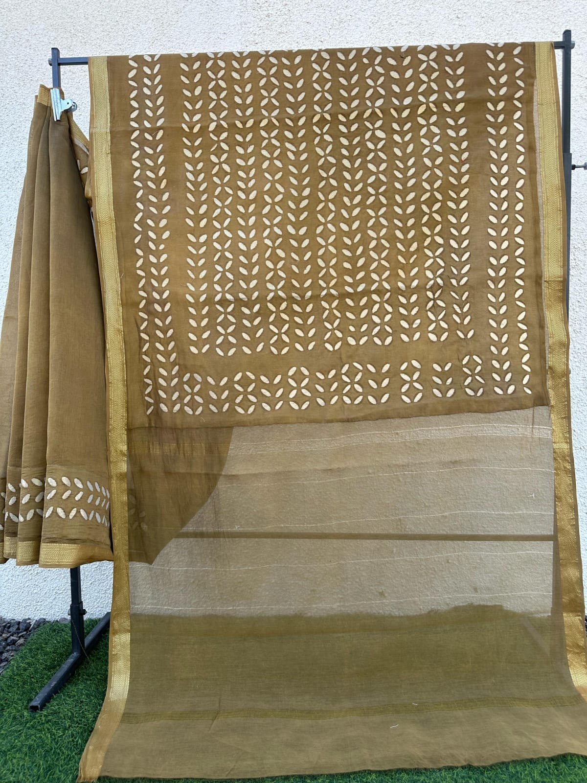 Pure Chanderi Silk Saree with Applique Work