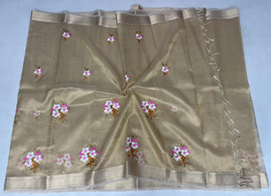 Kota Doria Semi Silk Embroidery Work Saree