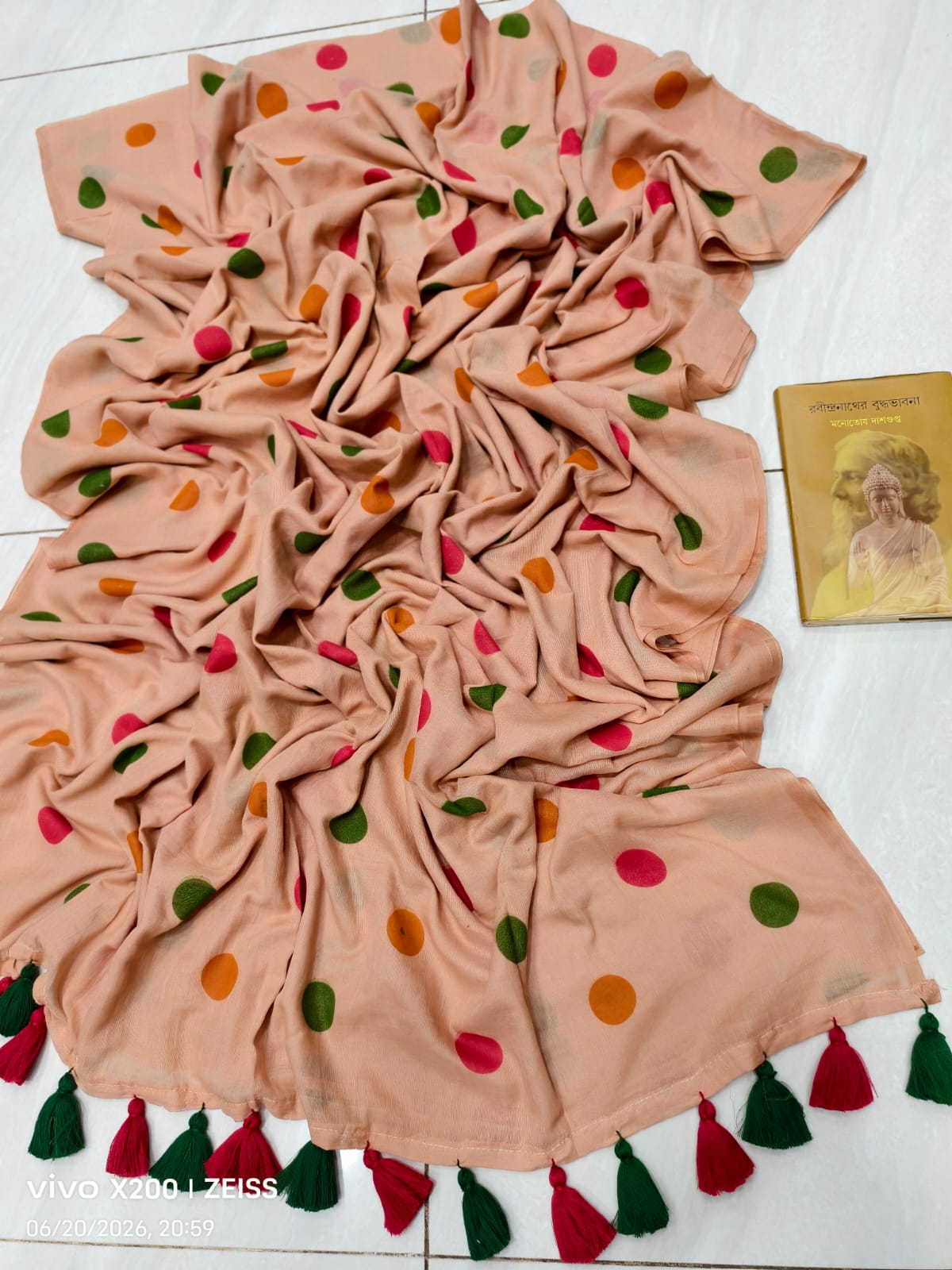 Multicolor Mulmul Cotton Saree