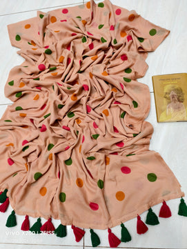 Multicolor Mulmul Cotton Saree