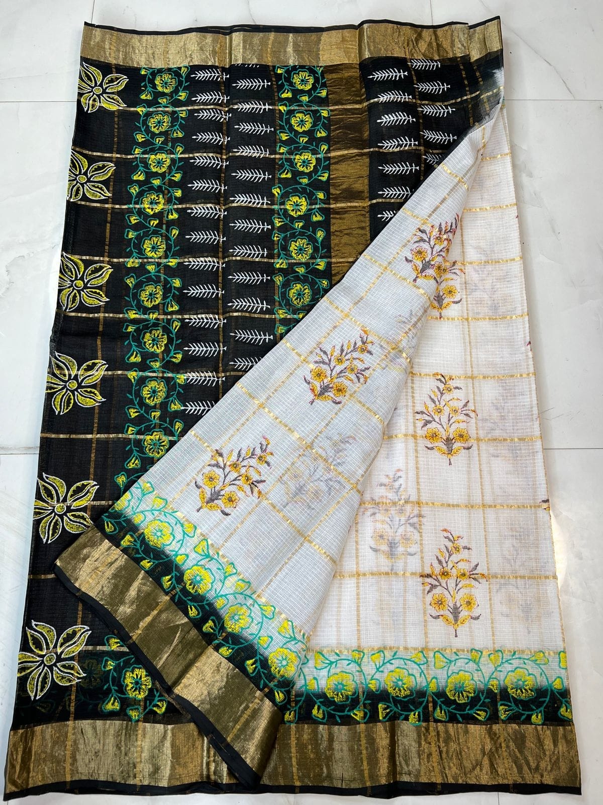 Premium Pure Cotton Kota Doria Printed Saree