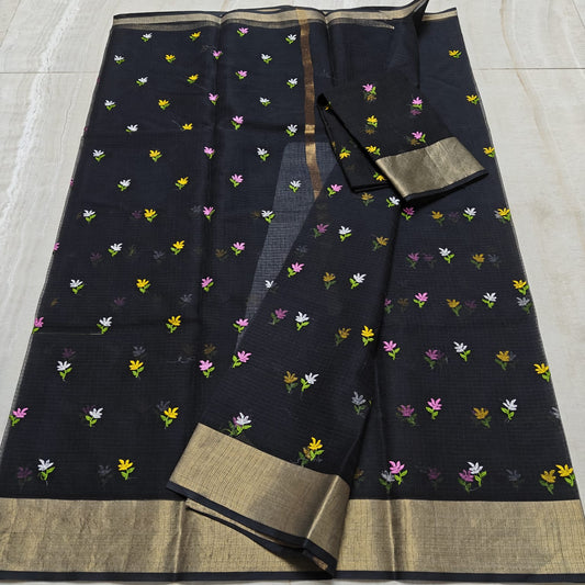 Pure Cotton Kota Beautiful Embroidery Saree