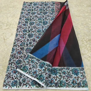 Kota Doria Hand Block Print Saree