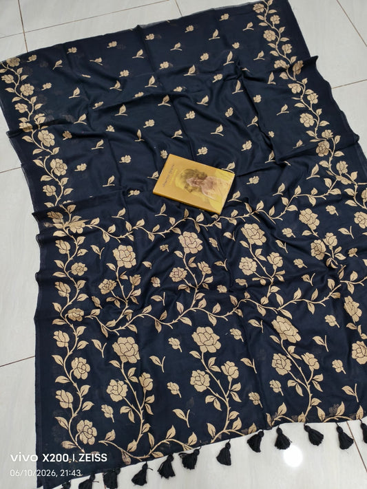 Floral Printed Mulmul Cotton Saree
