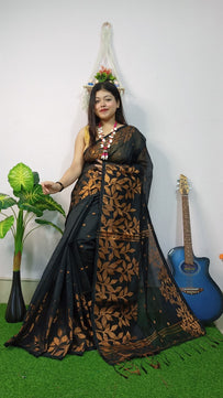 Handloom Copper Woven Saree – Cotton Silk