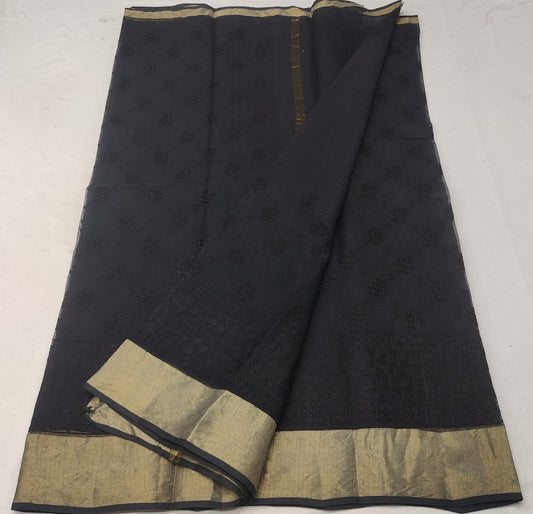 Kota Doria Chikankari Embroidery Saree