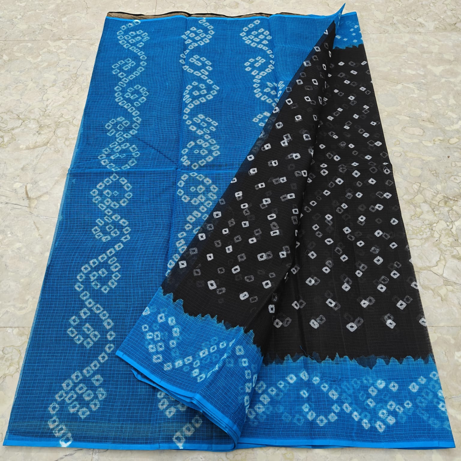 Kota Doria Pure Cotton Hand Tie & Dye Bandhej Saree