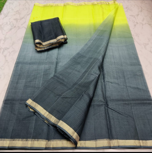 Pure Silk Kota Doria Plain Dyed Saree