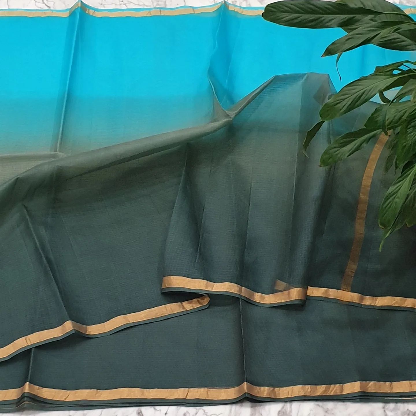 Pure Kota Plain Shaded Dye Work Saree