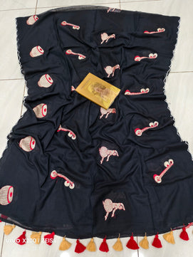 Embroidery Mulmul Cotton Saree