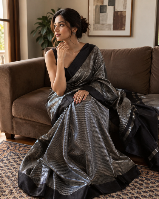 Exclusive Banarasi Soft Tissue Stripes Silk Saree