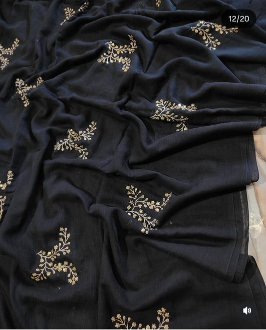 Exclusive Mirror Work Mulmul Cotton Saree