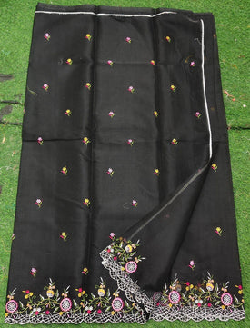 Kota Cotton Embroidery Cut & Lace Work Saree