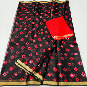 Kota Doria Pure Silk Saree with Hand Dye Bandhej