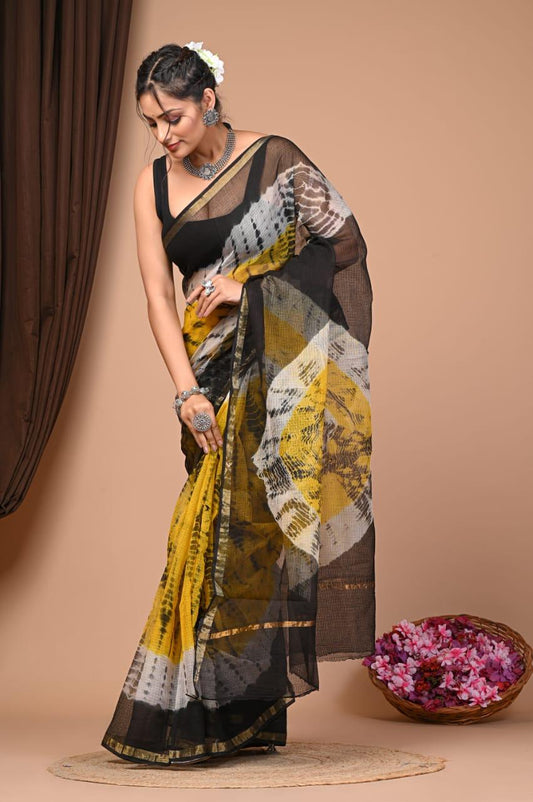 Pure Kota Doria Cotton Tie & Dye Saree
