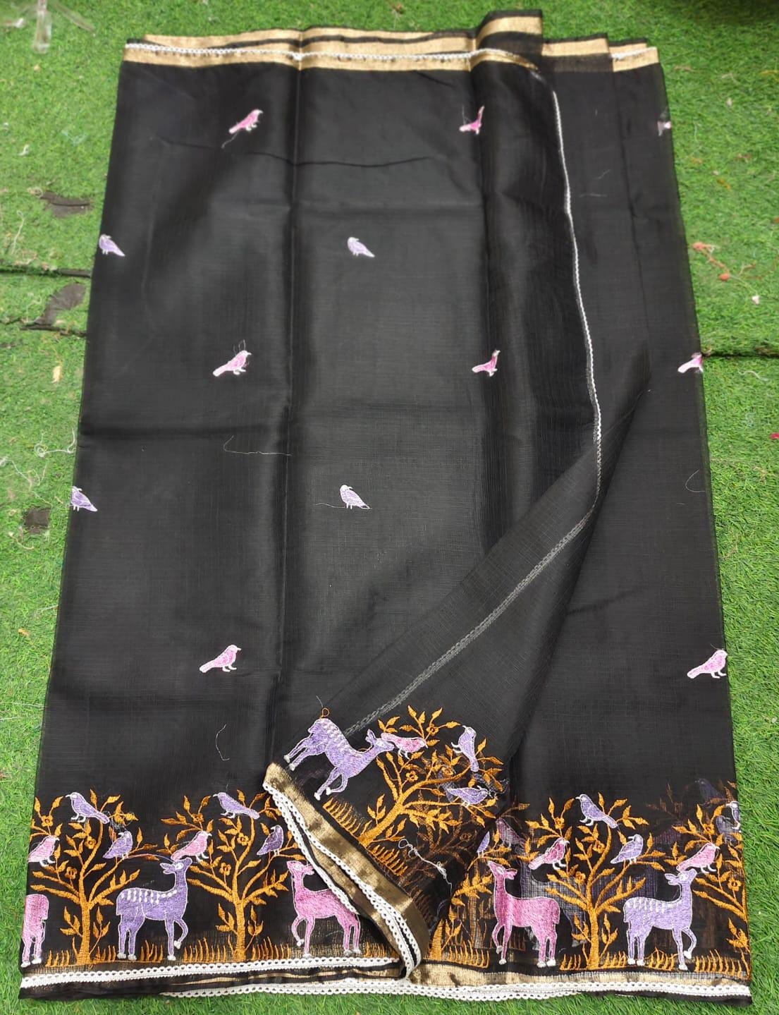 Kota Cotton Embroidery & Lace Work Saree