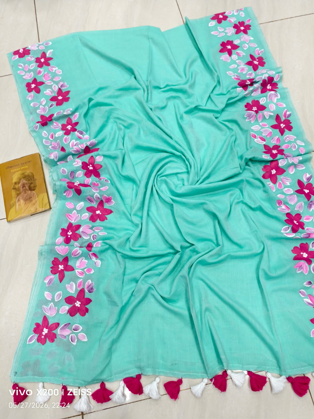 Hand Painted Mulmul Cotton Saree