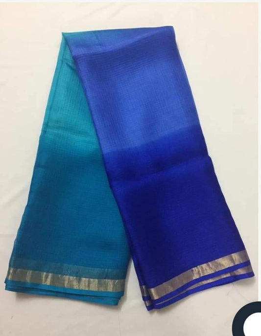 Kota Doria Pure Silk Plain Dyed Saree