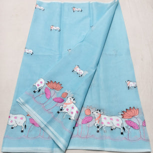 Kota Doria Saree with Pichwai Embroidery