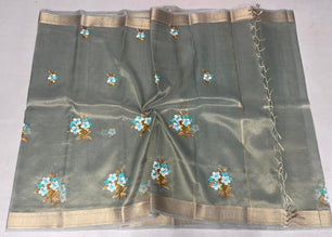 Kota Doria Semi Silk Embroidery Work Saree