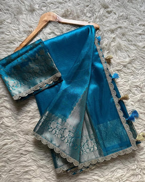 Tissue Silk Saree with Lace Work