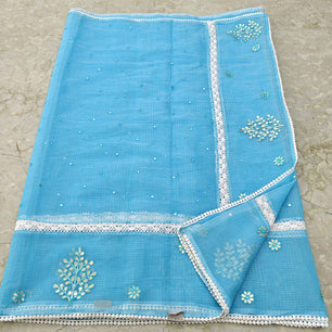 Kota Doria Gotta Patti Work with Crochet Lace Saree