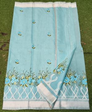 Kota Cotton Embroidery Work Saree