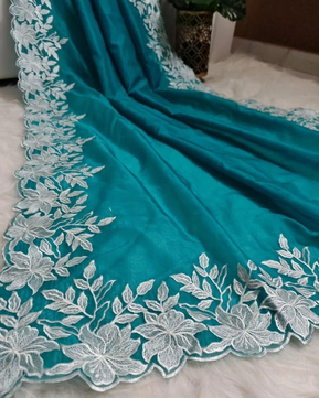 Kora Organza Embroidery Work Saree