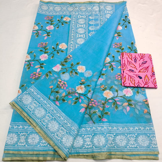 Kota Doria Embroidery Saree
