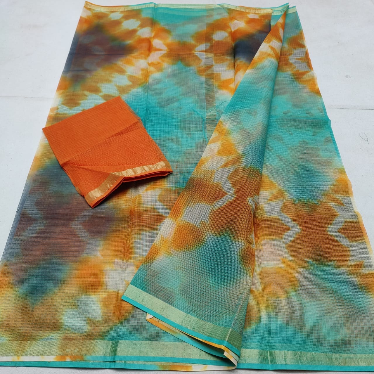 Kota Doria Pure Cotton Shibori Tie & Dye Saree