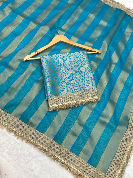 Tissue Organza Saree with Lace Work