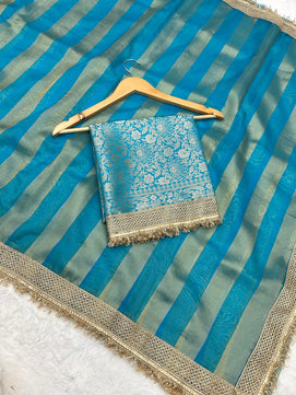 Tissue Organza Saree with Lace Work