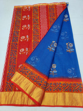 Kota Doria Hand Block Print Saree