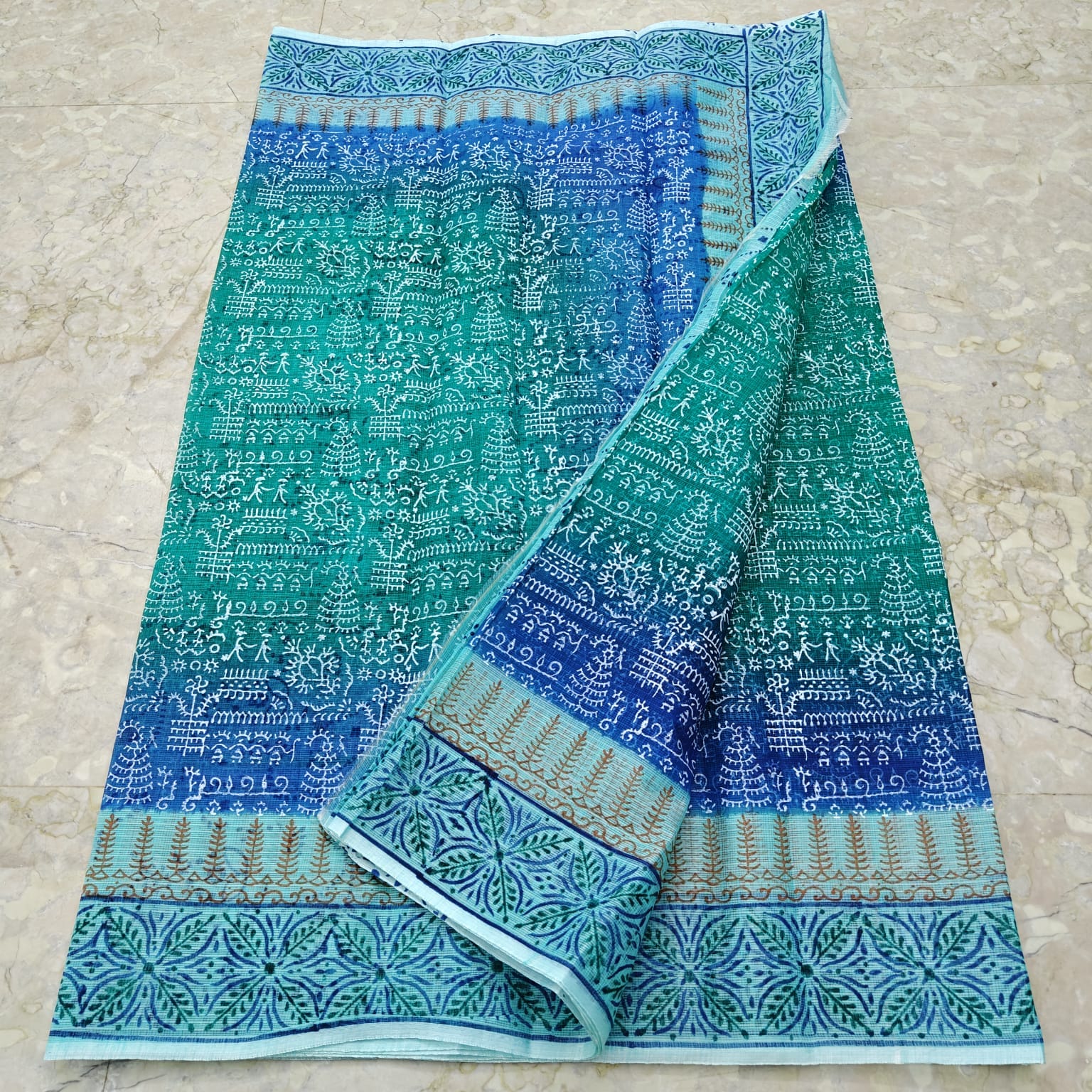 Kota Doria Hand Block Print Saree